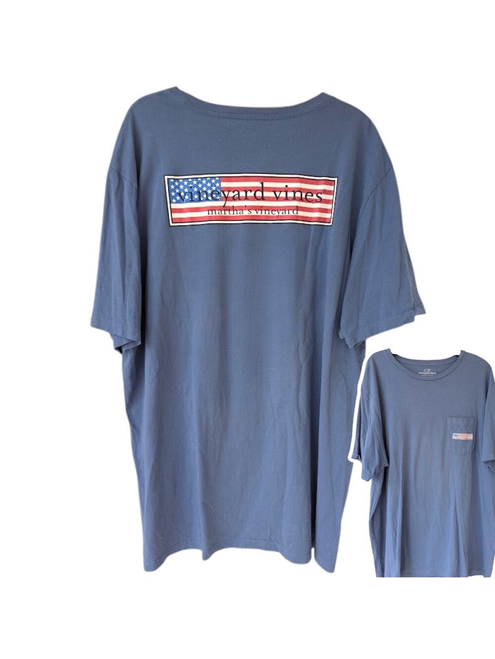 Vineyard Vines Oversized XL Lived In T-Shirt Flag Marthas Vineyard Coastal 25x32